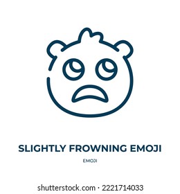Slightly frowning emoji icon. Linear vector illustration from emoji collection. Outline slightly frowning emoji icon vector. Thin line symbol for use on web and mobile apps, logo, print media.