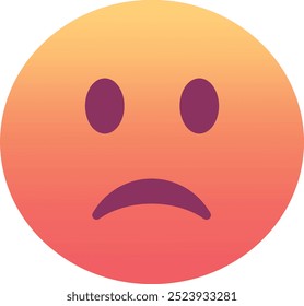 Ícone de emoji da face levemente franzida. Cores modernas, elemento popular que reflete um leve descontentamento, frequentemente usadas nas mídias sociais. Emoticon, elemento isolado.