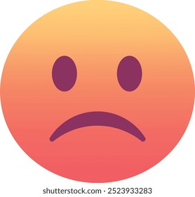 Ícone de emoji da face levemente franzida. Cores modernas, elemento popular que reflete um leve descontentamento, frequentemente usadas nas mídias sociais. Emoticon, elemento isolado.