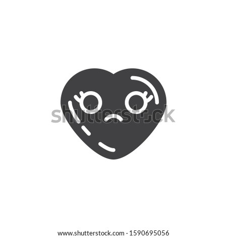 Slightly frowning face emoji vector icon. filled flat sign for mobile concept and web design. Upset heart shape emoticon glyph icon. Love symbol, logo illustration. Vector graphics