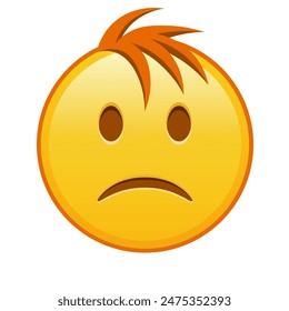 Fruncir ligeramente el ceño cara tamaño Grande de la sonrisa de emoji amarillo con el pelo