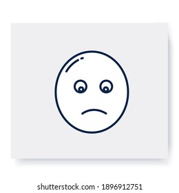 Slightly frowning face line icon. Sad face with open eyes and a slight frown. Disappointment emoticon. Facial expression emoji. Isolated vector illustration. Editable stroke 