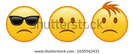 Slightly frowning face Set of three emoji