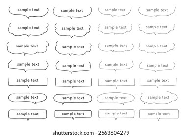 Slightly horizontal hand-drawn speech bubble set