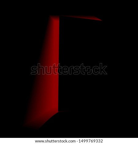 slightly open doors. red light. light behind the door.