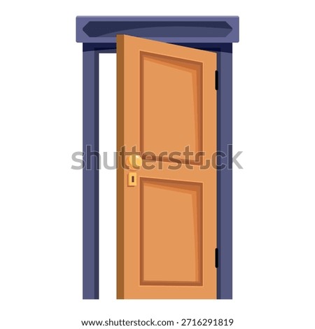 Slightly open double leaf wooden door with golden knob welcoming to new possibilities