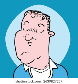 slightly overweight cartoon man posing proudly, funny vector illustration