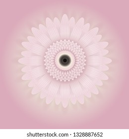 Slightly pink flower. Vector image. With pink and yellow background.