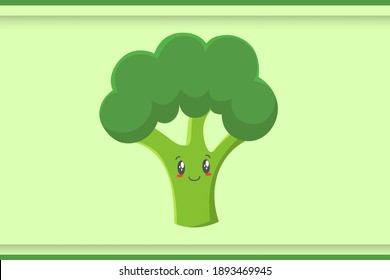 LEICHT KLEINES OBERFLÄCHE, LEICHT, KLEINE, KLEINE Gesichtsbewegung. Broccoli Gemüsescartoon Zeichnung Maskottabilustration.