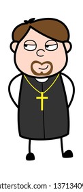 Slightly Smiling - Cartoon Priest Religious Vector Illustration