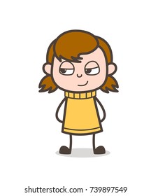 Slightly Smiling Face - Cute Cartoon Girl Illustration
