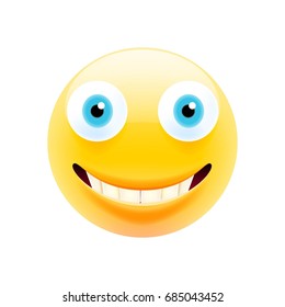 Slightly Smiling Face Emoji. Happy Emoticon. Laughing Tears Emoticon. Smile icon. Isolated Vector Illustration on White Background