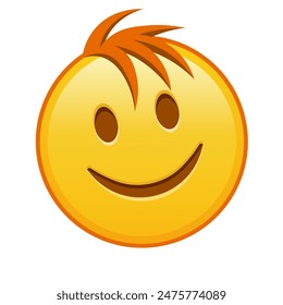 Lächelndes Gesicht Große Größe von gelben Emoji Lächeln mit Haaren