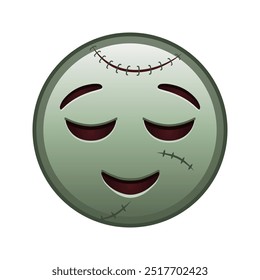 Leicht lächelndes Gesicht Große Größe von Zombie-Halloween-Emoji