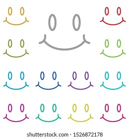 Slightly, smiling, face multi color icon. Simple thin line, outline vector of emotion icons for ui and ux, website or mobile application