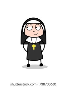 Slightly Smiling Nun Character Face Expression