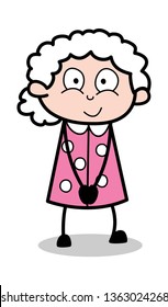 Slightly Smiling - Old Cartoon Granny Vector Illustration