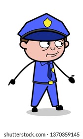 Slightly Smiling - Retro Cop Policeman Vector Illustration