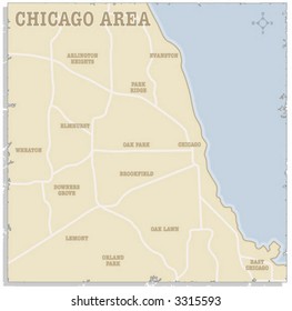 A slightly torn map of the Chicago area