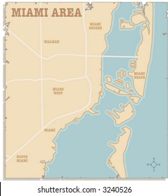 A slightly torn map of the Miami area
