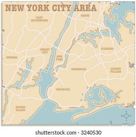 A slightly torn map of the New York City area