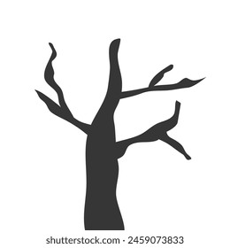 slihouette tree flat illustration. leafless tree in spring