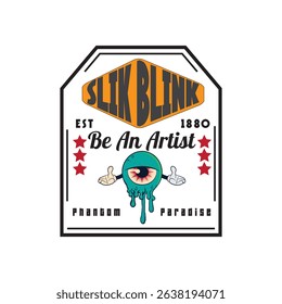 slik blink be an artist text effect typography vector illustration artwork for tshirt design and logo pentagonal logo seal design 