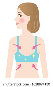 slim back woman with bra illustration. beauty body care concept