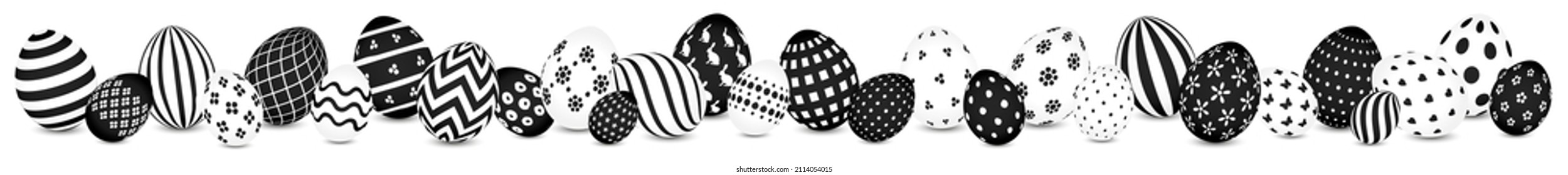 Banner Delgado De Veintiocho Huevos De Pascua Pancarta Del Patrón Blanco Negro