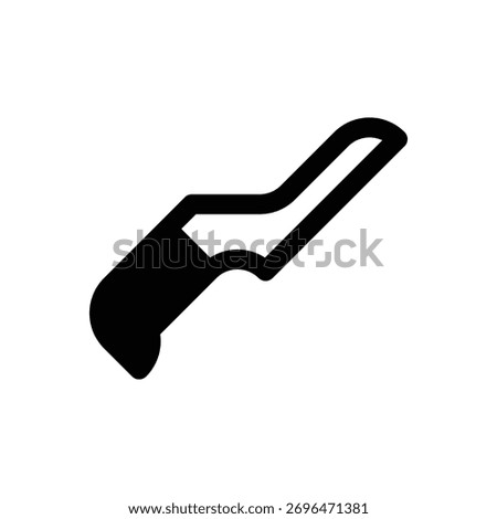 Slim blade cheese knife. Outlined stroke vector icon with black-filled details.
