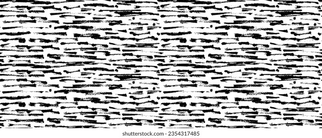 Slim brush lines . Parallel and intersecting lines abstract seamless pattern. Abstract textured effect. Black background isolated on white. 