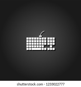 Slim computer keyboard icon flat. Simple White pictogram on black background with shadow. Vector illustration symbol