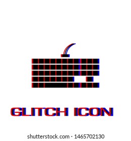 Slim computer keyboard icon flat. Simple pictogram - Glitch effect. Vector illustration symbol