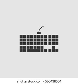 Slim computer keyboard icon flat. Black pictogram on grey background. Vector illustration symbol