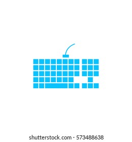 Slim computer keyboard icon flat. Blue pictogram on white background. Vector illustration symbol