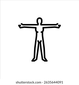 slim Female body outline icon. skinny Body type black line illustration.