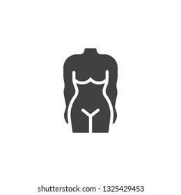 Slim female figure vector icon. filled flat sign for mobile concept and web design. Woman body glyph icon. Symbol, logo illustration. Pixel perfect vector graphics