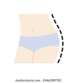 Slim Female Waist Icon. Beauty Fitness, diet concepts. Flat vector design isolated on white background illustration.