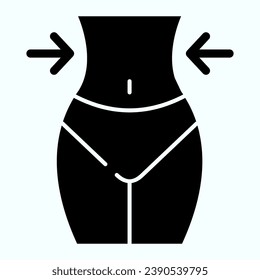 Slim figure solid icon. Female body and two arrows showing on it vector illustration isolated on white. Slimming glyph style design, designed for web and app. Eps 10