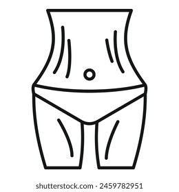 Slim fit body icon outline vector. Cosmetic abdominal liposuction. Healthy shape