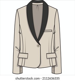 CONTRASTE DE FITRIÓN LÍMITE DE COLLAR SOLO BLAZER PARA MUJERES EMPRESARIAS UTILIZADAS EN ARCHIVO DE VECTOR EDITORIAL