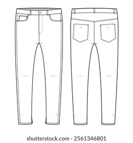 Slim fit jeans mockup template clothing vector design