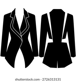 Slim ajuste longo lapela blazer jaqueta silhueta vetor ilustração para formal traje de negócios elegante noite desgaste e design de moda corporativa profissional