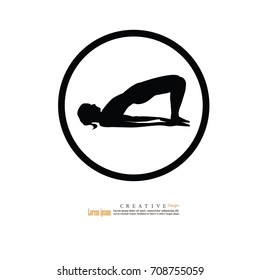 slim girl practicing yoga and stretching.vector illustration.