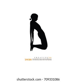 slim girl practicing yoga and stretching.vector illustration.