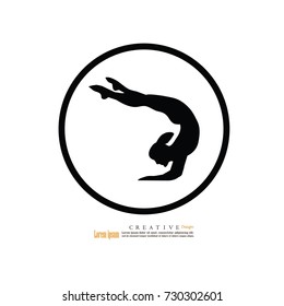 slim girl practicing yoga and stretching.vector illustration.