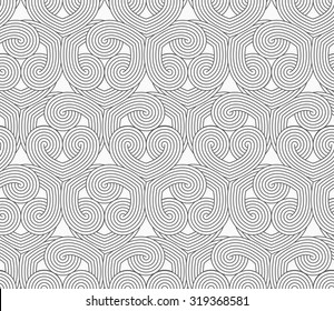Slim gray hatched hearts overlapping.Seamless stylish geometric background. Modern abstract pattern. Flat monochrome design.