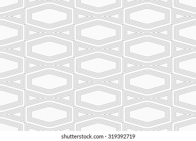 Slim gray squished hexagon with offset.Seamless stylish geometric background. Modern abstract pattern. Flat monochrome design.