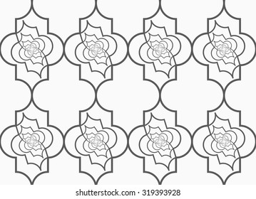 Slim gray vertical Marrakesh twisted grid.Seamless stylish geometric background. Modern abstract pattern. Flat monochrome design.