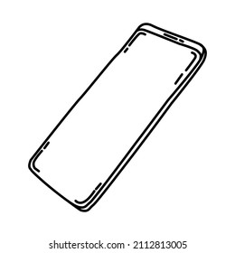 Slim Handphone Part of Electronic for Home Device Hand Drawn Icon Set Vector.